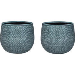 Mica Decorations Bloempot - 3x - midnight blauw - keramiek - 16 x 14 cm - Plantenpotten