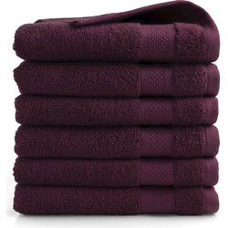 DoubleDry Handdoeken Set 70 x 140 cm - 6 stuks - 100% zacht katoen 500 g/m2 - 6x Bordeaux Rood