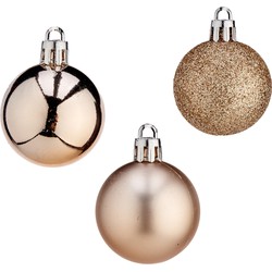 Krist+ mini Kerstballen - 20x - champagne - kunststof - 3 cm - Kerstbal