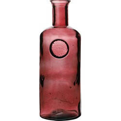 Natural Living Bloemenvaas Olive Bottle - robijn rood transparant - glas - D13 x H35 cm - Fles vazen - Vazen