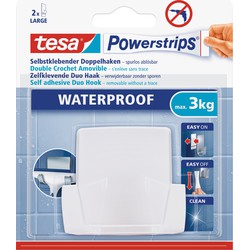 1x Powerstrips dubbele haak waterproof Tesa - Handdoekhaakjes