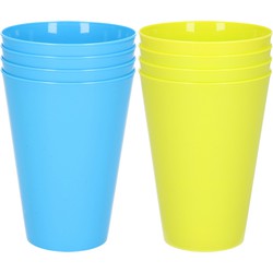 24x stuks onbreekbare kunststof drinkglazen 430 ML in het blauw en groen - Drinkbekers