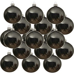 18x Glazen kerstballen glans grijsblauw 6 cm kerstboom versiering/decoratie - Kerstbal