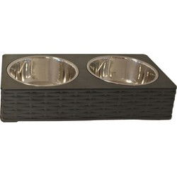 Dinnerset RVS/plastic wicker 30 cm zwart
