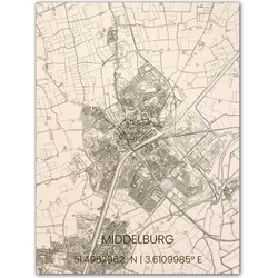 Houten Citymap Middelburg 70x50 cm 