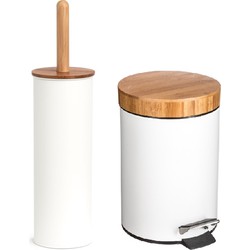 Zeller Toilet accessoires set - WC-borstel/pedaalemmer 3L - wit - Toiletaccessoireset