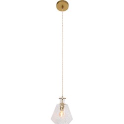 Mexlite - hanglamp - Grazio Glass - messing - glas metaal - Ø 18cm - E14 - 3492ME