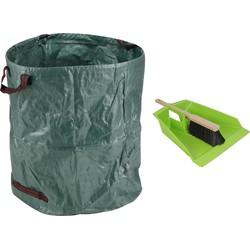 Groot stoffer/blik groen 43 cm met tuinafvalzak 272L voor tuinafval/bladeren - Stoffer en blik