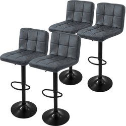Set van 2 barkrukken 2x antraciet kunstlederen bekleding met rugleuning en voetensteun in hoogte verstelbaar 63-83cm ML-Design