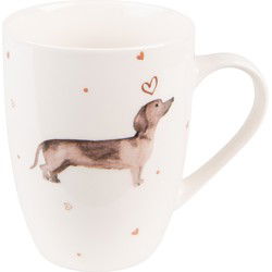 Clayre & Eef Mok Beige Bruin Porselein Teckel