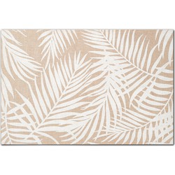 Zeller placemats palm print - 1x - 45 x 30 cm - beige/wit - linnen - Placemats