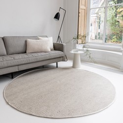 Wollen Vloerkleed Ivoor wit Vik - <a href="https://vloerkledenloods.nl/vloerkleden/wollen-vloerkleed">Wol</a> - Rond 200 Ø - (L)