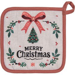 Clayre & Eef Pannenlap Beige Katoen Kerst
