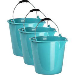 PlasticForte Huishoudemmer - 3x - lichtblauw - 9 liter - Emmers