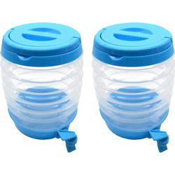 Alma Garden Drankdispenser - 2x - opvouwbaar- blauw - kunststof - 3,5 liter - D15 x H21 cm - Drankdispensers