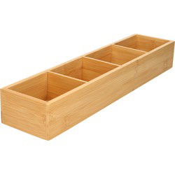 Gerimport Make-up sorteer organizer - 4-vaks - 44 x 10 x 6 cm - bamboe - Make-up dozen