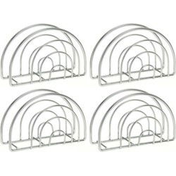 Zilveren servetten houder van metaal - 4x - Tafeldecoratie - Servethouders