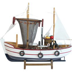 Vissersboot schaalmodel - Hout - 30 x 8 x 27 cm - Boten - Beeldjes