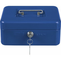 AMIG Geldkistje met 2 sleutels - blauw - staal - 15 x 11 x 7 cm - inbraakbeveiliging - Geldkistjes