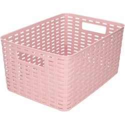 Plasticforte Opbergmand - Kastmand - rotan kunststof - oud roze - 18 Liter - 29 x 39 x 20 cm - Opbergmanden