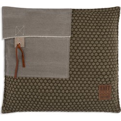 Knit Factory Jack Sierkussen - Groen/Olive - 50x50 cm - Inclusief kussenvulling
