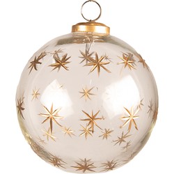 Clayre & Eef Kerstbal  Ø 12 cm Transparant Glas Sterren Kerstdecoratie