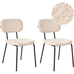 Beliani ADAIR - Eetkamerstoel-Beige-Bouclé