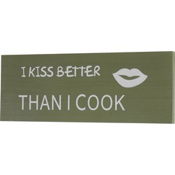 Cosmo Casa Wandbord Kiss - Decoratief - Houten Bord - Shabby Look - Vintage - 15x40cm