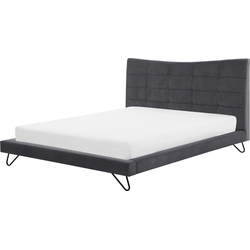 LANNION  - Tweepersoonsbed - Donkergrijs - 160 x 200 cm - Fluweel