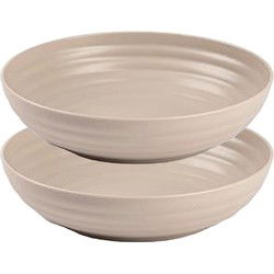 Plasticforte Rond bord/camping - 8x - diep bord - D22 cm - taupe - kunststof - onbreekbaar - Diepe borden
