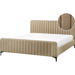 LUNAN - Tweepersoonsbed - Taupe - 180 x 200 cm - Bouclé