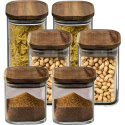 Set van 6x keuken voorraadbussen/potten glas 0.6-1.0-1.3 Liter inhoud - Voorraadpot