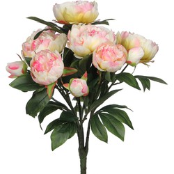 Mica Decorations Kunstbloemen boeket pioenrozen - roze - 55 cm - Kunstbloemen