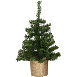 Kunstboom/kunst kerstboom 75 cm met gouden pot - Kunstkerstboom