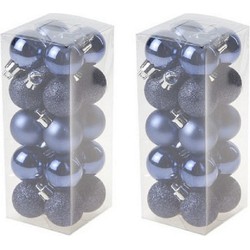 40x Kerstboomversiering kerstballen donkerblauw 3 cm - Kerstbal