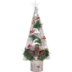 Cosmo Casa Decoratieve Kerstboom - Naaldvrij - Ruimtebesparend - Populierenbast - Natuurlijk - 57x23x10cm