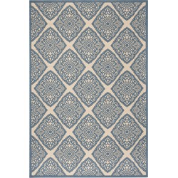 Safavieh Medallion Indoor/Outdoor Woven Area Rug, Beachhouse Collection, BHS132, in Cream & Blue, 155 X 229 cm