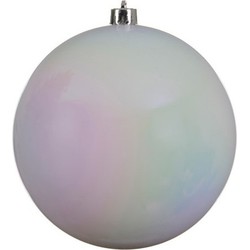 1x Grote decoratie parelmoer witte kerstballen 20 cm glans - Kerstbal