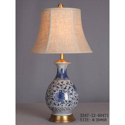 Fine Asianliving Oosterse Tafellamp Porselein Wit Blauwe Bloemen