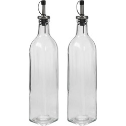 Vivalto Azijn/olie fles met schenktuit en dop - glas - 500 ml - 31 cm - Olie- en azijnstellen