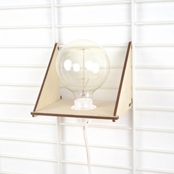 Duurzaam wandrek FENCY - plank en lamp (19x18 cm) Wit