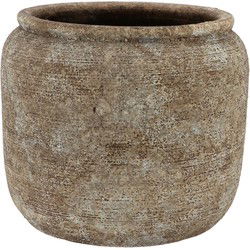 DK Design Bloempot kruik model Batu - zandkleur - D22 x H20 cm - rustiek - Plantenpotten
