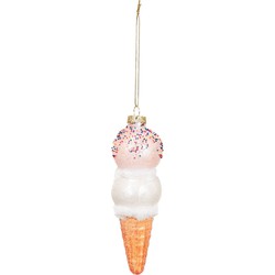 Xmas Hanger - Ice Cream - Glass - Pink/White - 5x15cm