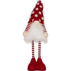 Clayre & Eef Kerstdecoratie met LED-verlichting Kabouter 8x12x56 cm Rood Synthetisch
