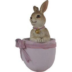 Clayre & Eef Hanger Konijn Roze Beige Polyresin