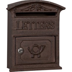 Clayre & Eef Brievenbus  27x9x31 cm Bruin Metaal Rechthoek Letters Wandbrievenbus