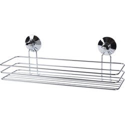 Doucherekje - zilver - 35 cm - badkamerrekje - met zuignappen - houder - Douche- en badrekjes