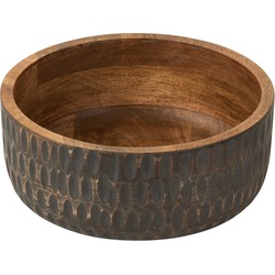 J-line - Kom Mango Hout Bruin/zwart Large - 25x25x10cm