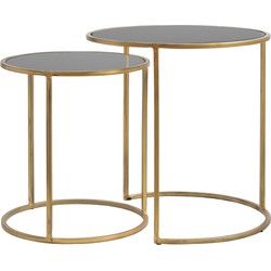 Light&living Bijzettafel S/2 Ø40x45+Ø50x52 cm DUARTE glas smoke-goud