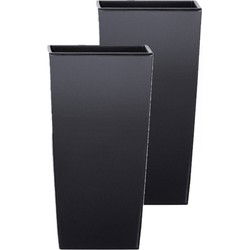 Prosperplast Bloempot Urbi - 2x - antraciet - kunststof - 32 x 32 x 61 cm - Plantenpotten